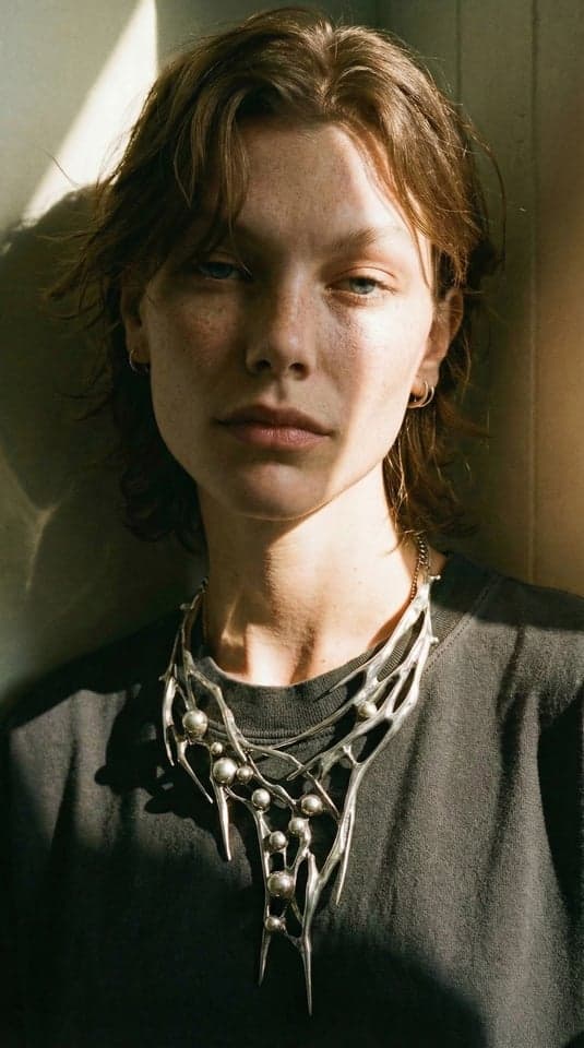 AI-generated accessories model photo showing professional scene and lighting reproduction