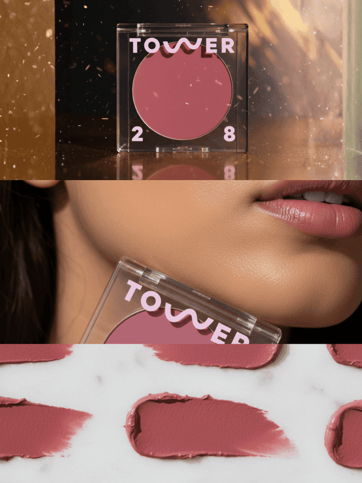 AI cosmetics product photo set example showcasing makeup and beauty visuals