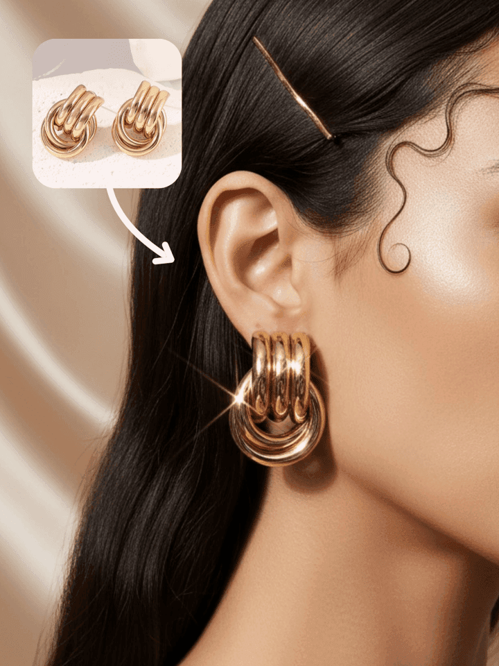 AI earring try-on image showing realistic ear model with accurate fit