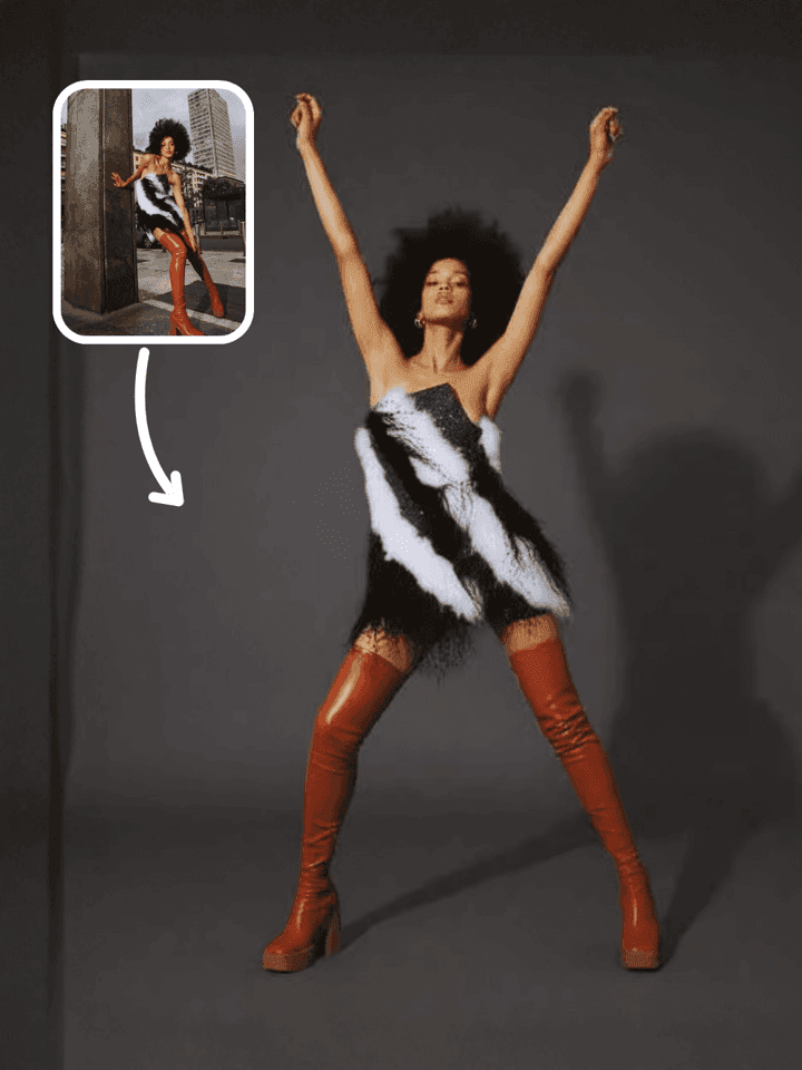 AI model poses ideation workflow example showing various pose references