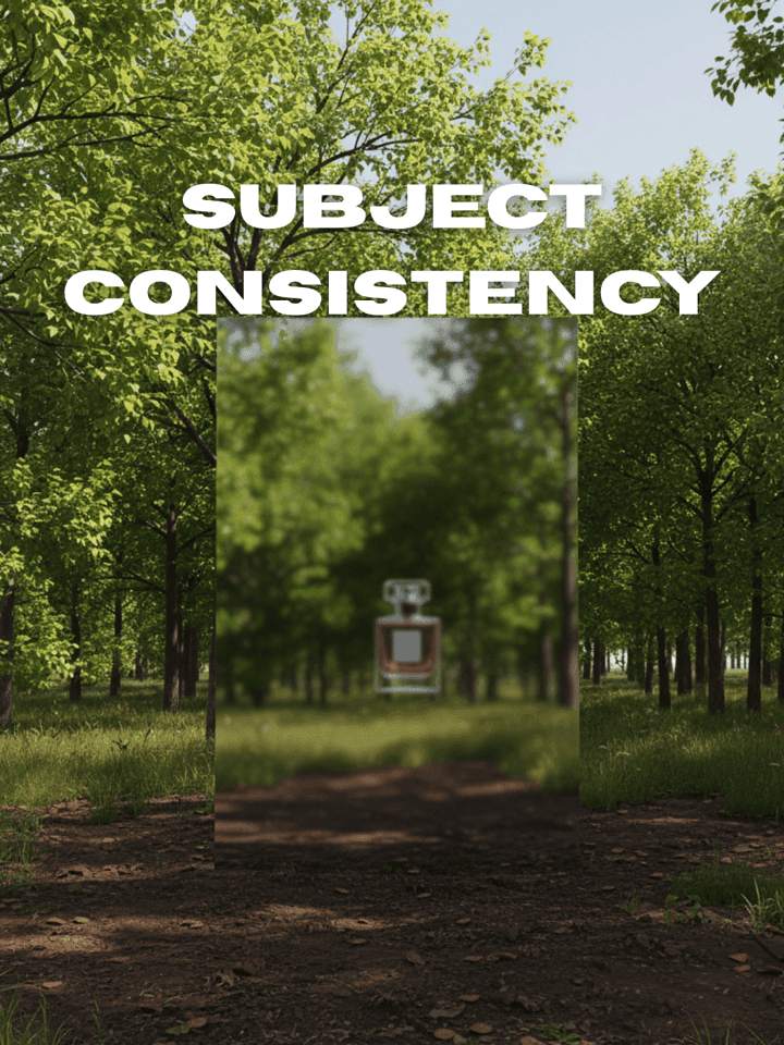 AI subject consistency workflow example showing consistent character across scenes